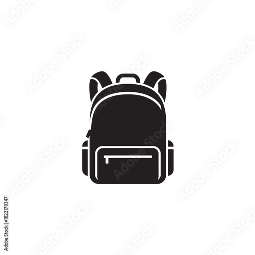 School bag silhouette backpack with straps icon