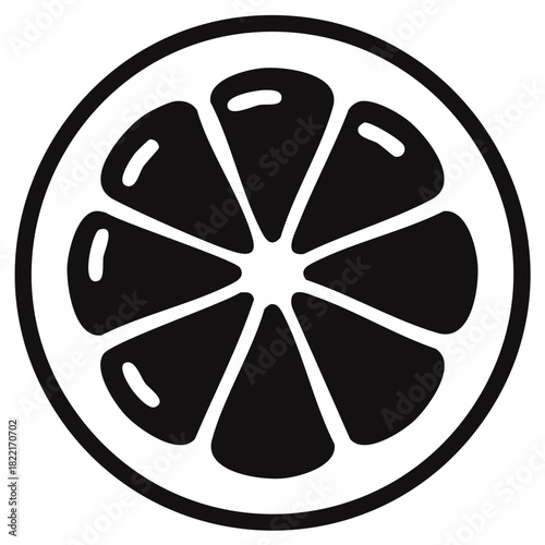 Citrus Fruit Slice Illustration Fresh Graphic Icon Black and White Food Symbol