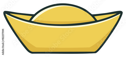 Bright golden sycee ingot illustration representing wealth prosperity and financial luck a traditional Asian symbol