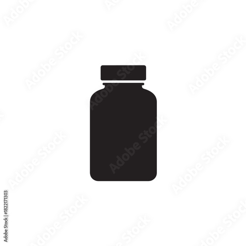 Vitamin bottle silhouette round container with cap icon