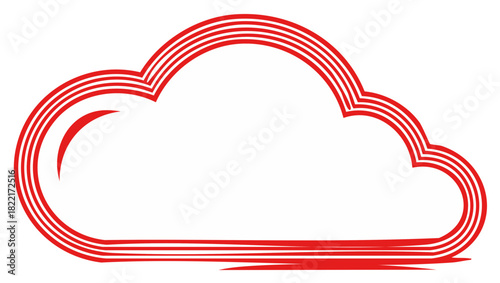 Abstract Red Cloud Icon Vector Graphics with Multiple Stripes