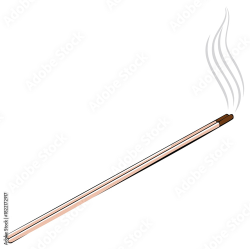 Smoldering Incense Sticks with Smoke Trails Isolated on White Background