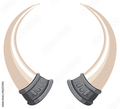 Vector Illustration of Curved Horns, Animal, Tribal, Accessory, Horned Headdress, Decoration, Ancient Culture