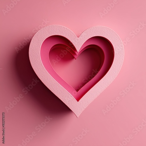 Decorative Layered Heart Design on a Pink Background for Romantic Occasions a...