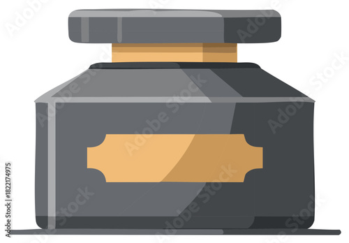 Ink bottle illustration with cap and label
