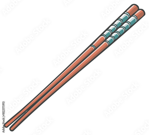 Asian style wooden chopsticks illustration