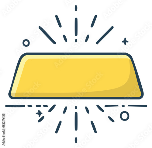 Gold bar icon with sparkle effect isolated on white background