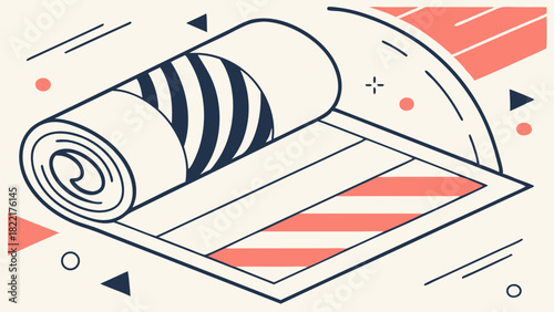 Vector illustration of a rolled carpet for home decor and interior design marketing