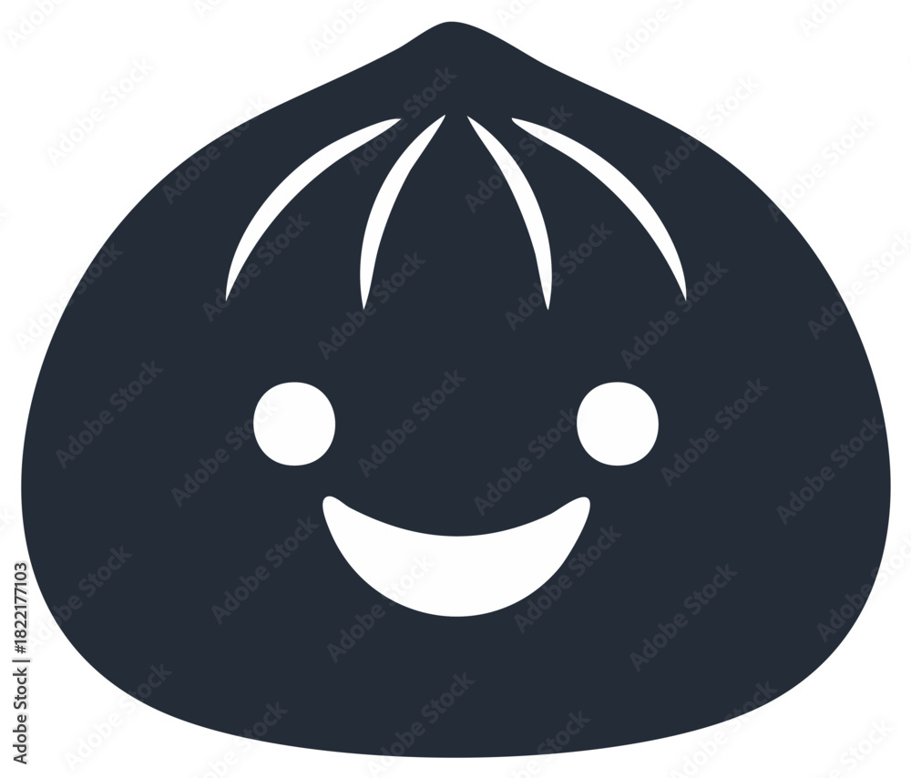 Fototapeta premium Adorable Asian steamed dumpling character smiling cheerfully flat vector illustration icon