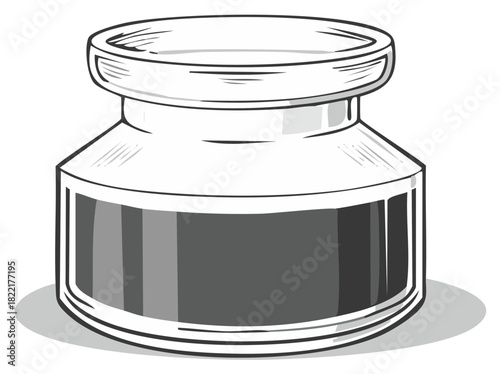 Stylized Inkwell Illustration Classic Writing Container Symbol