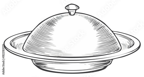 Covered Dish Etching Vintage Styled Elegant Silverware Serving Dome Artwork