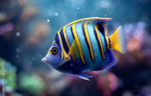 Colorful Butterfly Fish Swimming Near Vibrant Coral Reef in Clear Ocean Water