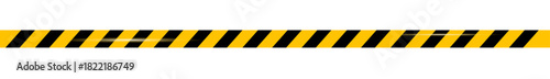 Realistic yellow caution barrier tape on transparent background
