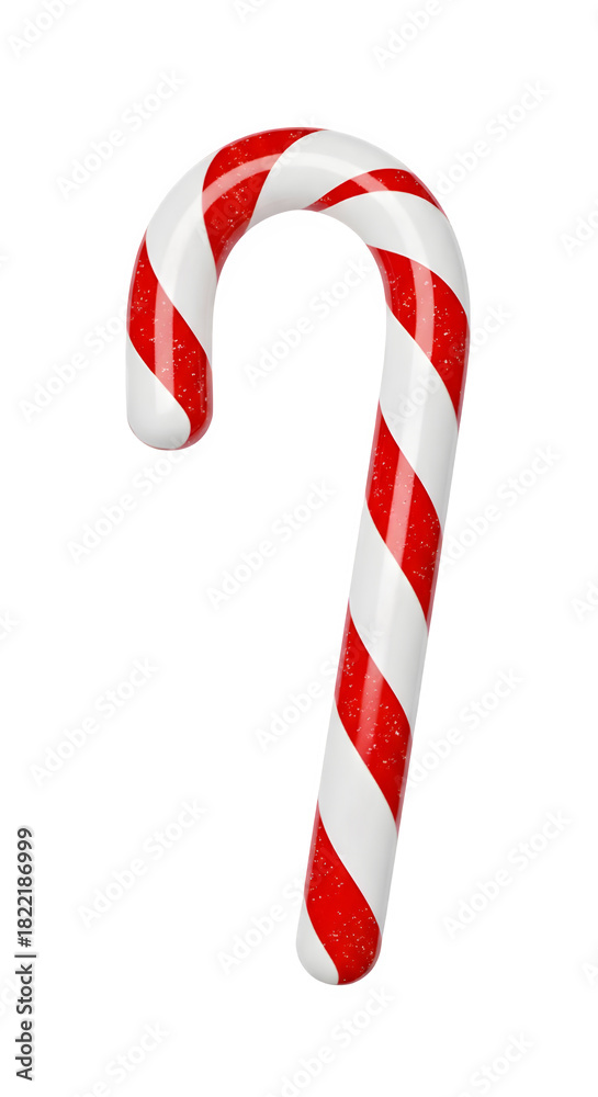 Obraz premium Classic red and white striped candy cane, a festive holiday sweet treat, isolated on transparent background
