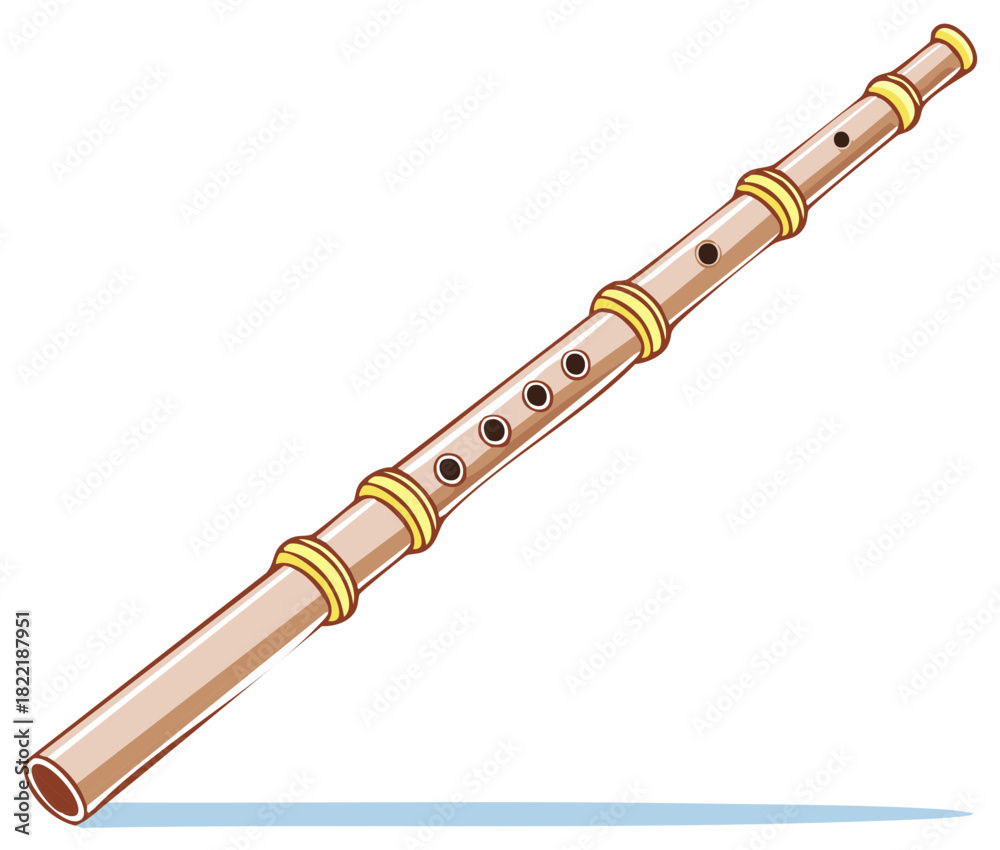 Fototapeta premium Traditional Bamboo Woodwind Musical Instrument with Finger Holes and Bands