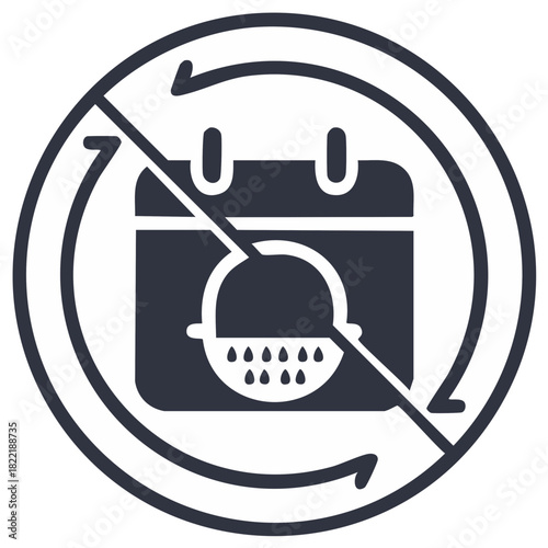 No Recurring Calendar Events Icon with Crossed Out Calendar and Droplets