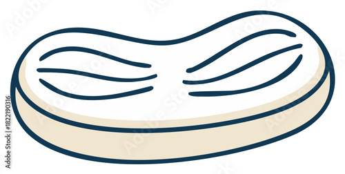 Illustration of a stylized white pillow with blue outline and lines