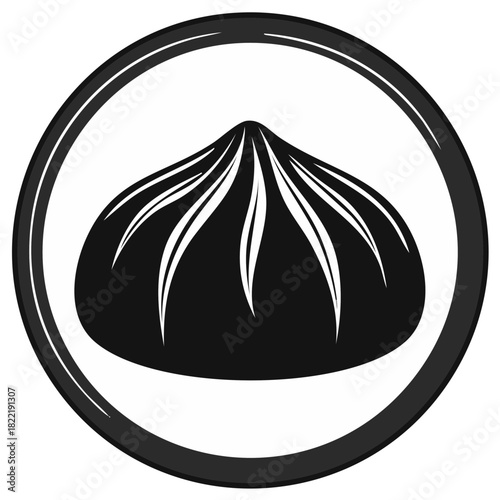 Stylized Icon of a Dim Sum Dumpling Inside a Circle