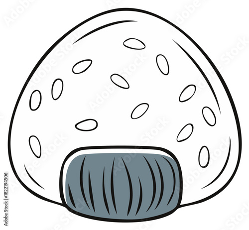 Simple Japanese Onigiri Rice Ball with Seaweed Wrap Minimalist Illustration
