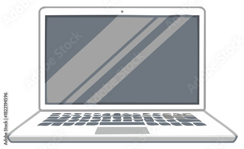 Simple Illustration of a Modern Laptop Computer with a Blank Screen