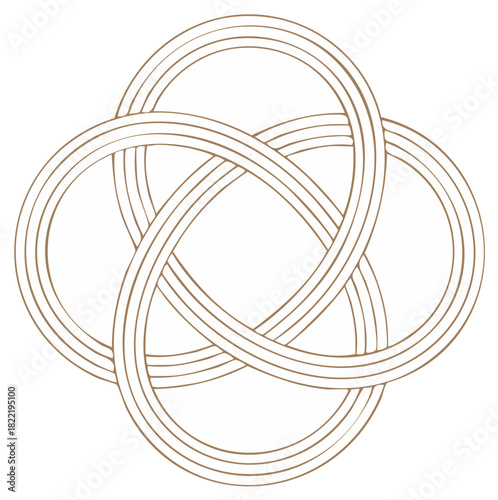 Circular Knot Symbol Illustration Beige Outline Repetitive Linked Curves Pattern Interwoven Design