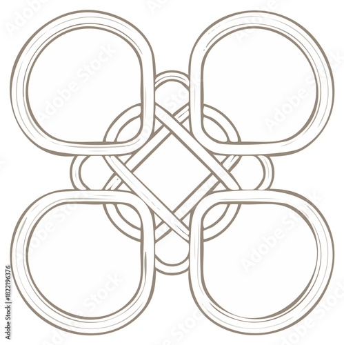 Abstract interconnected geometric design in earth tones, intricate line art pattern