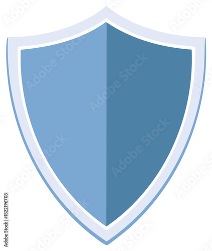 Simple blue shield symbol representing protection safety security and defense in a clean flat graphic style