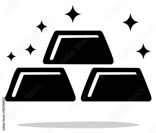 Three sparkling gold bars stacked icon representing wealth finance and success