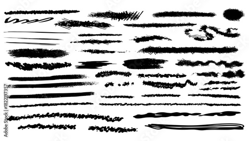 vector pencil ink stroke underline swirls crosshatch scribble strikethrough hand drawn childish doodle big set