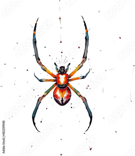 Vector illustration of the spider on the web.