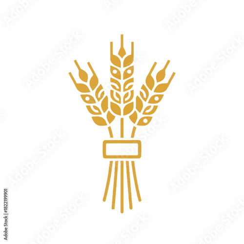 Golden wheat bundle tied sheaf grain harvest icon perfect for agriculture farming autumn thanksgiving organic or rustic countryside design