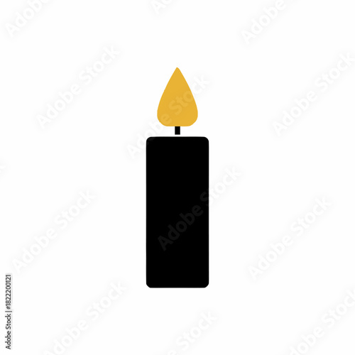 Black candle with yellow flame burning light icon perfect for ambiance relaxation meditation spiritual ceremony or peaceful atmosphere design