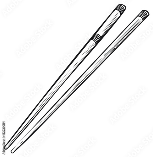 Minimalist illustration of two wooden chopsticks ready for a meal
