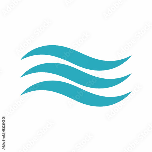 Teal blue ocean waves flowing water icon perfect for sea marine aquatic coastal or nautical themed design