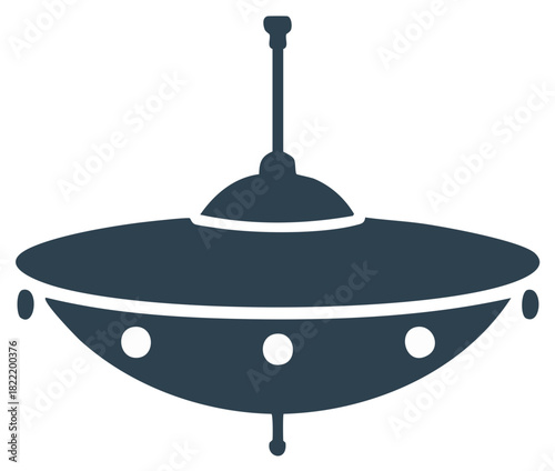 Classic flying saucer shaped spacecraft with lights and antenna