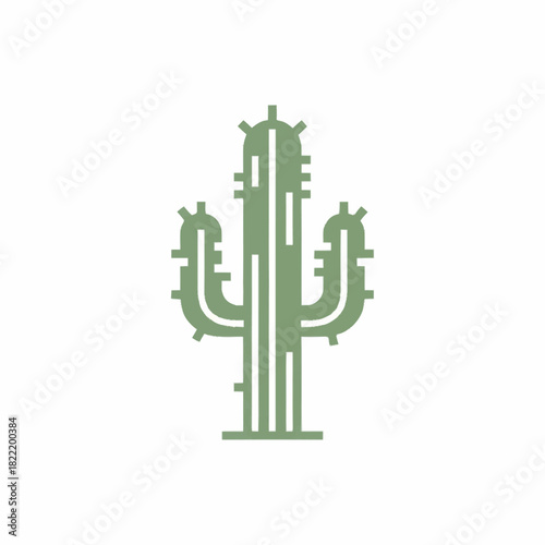 Green cactus desert plant with multiple arms succulent icon perfect for southwestern arid climate drought resistant or desert landscape design