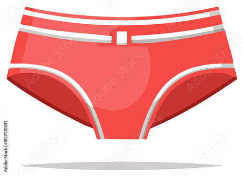 Vibrant red female undergarment with clean lines and sporty details illustration