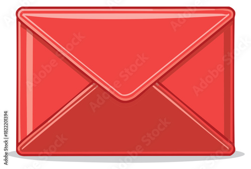Shiny Red Envelope Icon - Sealed Postal Letter Illustration, Communication Concept