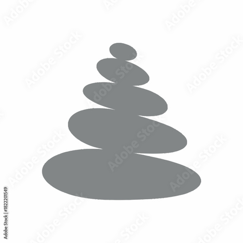 Gray stacked zen stones balanced pebbles spa wellness icon perfect for meditation mindfulness relaxation balance or holistic health design