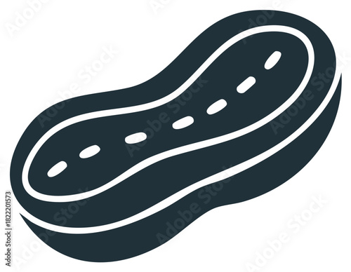 Minimalist graphic vector illustration of a dark peanut pod a healthy snack food symbol icon design