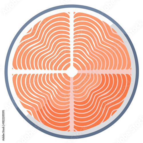 Stylized illustration of a round salmon steak, food, fish, healthy eating, nutritional concepts