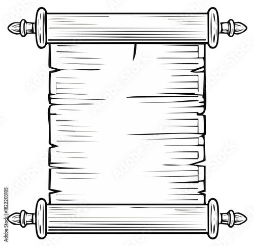 Ancient Scroll Illustration, Vintage Parchment, Blank Paper Template, Vector Graphic