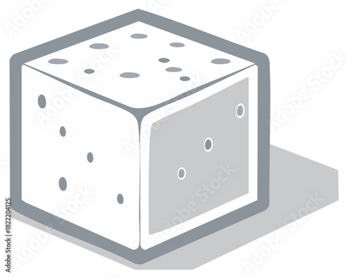 Stylized Cube with Dots and Shadow Graphic Design