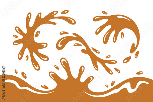Stylized Caramel Splash Illustration Perfect for Graphic Design and Sweet Treat Themes