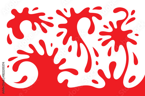 Red Paint Splatters on White Background Creative Design Element for Abstract Art