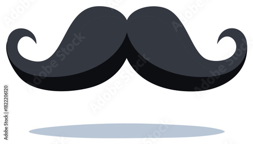Stylized Dark Gray Handlebar Moustache with Elegant Curled Tips and Subtle Shadow