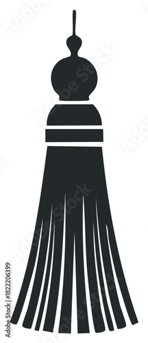 Minimalist black decorative tassel icon elegant embellishment design element graphic