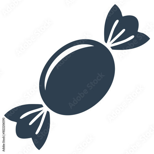 Simple flat icon of a sweet candy in a twisted wrapper illustration isolated