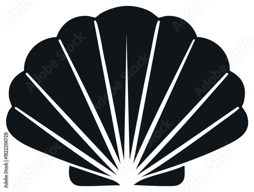 Black and White Scallop Shell Vector Illustration