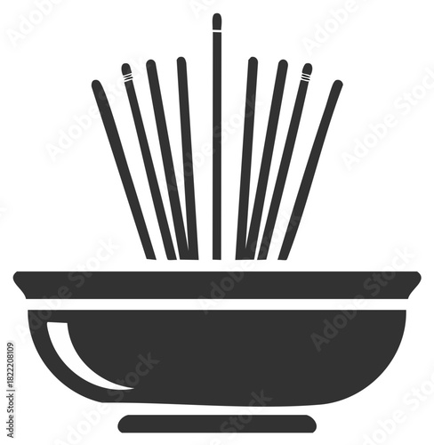Incense Sticks in a Bowl Burning Aromatherapy Icon Illustration